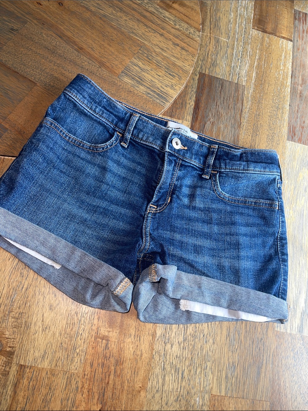 Abercrombie & Fitch Blue Denim Roll-Cuff Kids Shorts